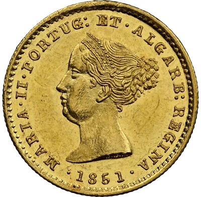 Portugal 1851- Maria II gold 1000 Reis - NGC MS61 -  RARE - ONLY 12k Minted! - Image 1 of 4