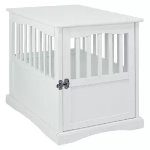 Dog Crate Wood End Table Pet Comfort Kennel Indoor Pet Furniture Large White - Picture 1 of 4