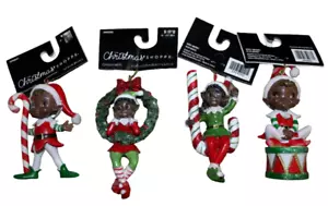 The Christmas Shoppe Ornaments Very Merry Elf Candy Cane Glitter Lot of 3 NWT - Picture 1 of 5