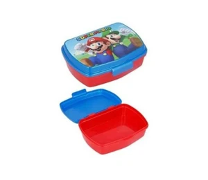 Super Mario Bros Lunch Box Plastic Nintendo Luigi School Child Blue Red - Picture 1 of 1