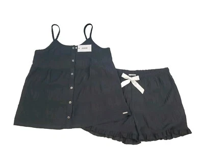 Jason Wu Women's Smocked Blouse Top & Shorts Set Black w White Bow Size L NWT - Image 1 of 4