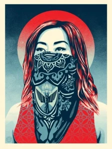 Shepard Fairey - OBEY Giant - JUST ANGELS RISING - Signed #'d Screen Print X/450 - Picture 1 of 1
