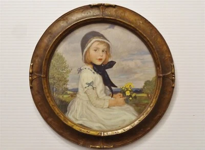 Hermoso marco antiguo Corneille Max / Anna Brigitta estampado 10-1/2"  Foto 1 de 4