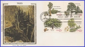 USA4 #1764-67 U/A COLORANO SETA FDC BL4 alberi - Foto 1 di 1