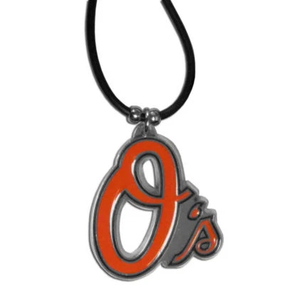 Baltimore Orioles Rubber Cord Necklace w/ Logo Charm Licensed MLB Jewelry - Image 1 of 3