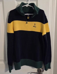 Mint POLO RALPH LAUREN Boys 1/4 Zip 100% Cotton Sweater Pullover Shirt 10-12 - Picture 1 of 4