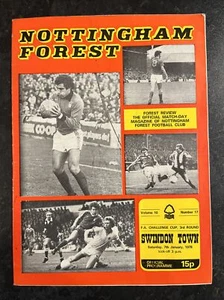 NOTTINGHAM FOREST V SWINDON TOWN F.C  - 7 JAN 1978 - Picture 1 of 2