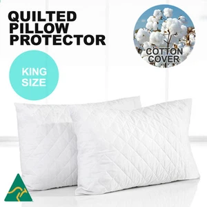 2x King Size Aus Made Luxury Pillow Protectors-Quilted Cotton Cover-Anti-Allergy - Picture 1 of 1