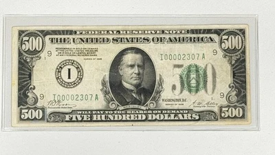1928 $500 Five Hundred Dollars Federal Reserve Note Minneapolis Fr. 2200-I - Image 1 of 4