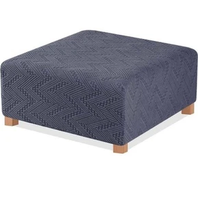 Ottoman Slipcover Jacquard Washable with Elastic Straps Bottom Small, Grey - Picture 1 of 7
