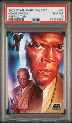 2021 Star Wars Galaxy #42 Mace Windu Refractor PSA 10 Gem Mint - Image 1 of 2