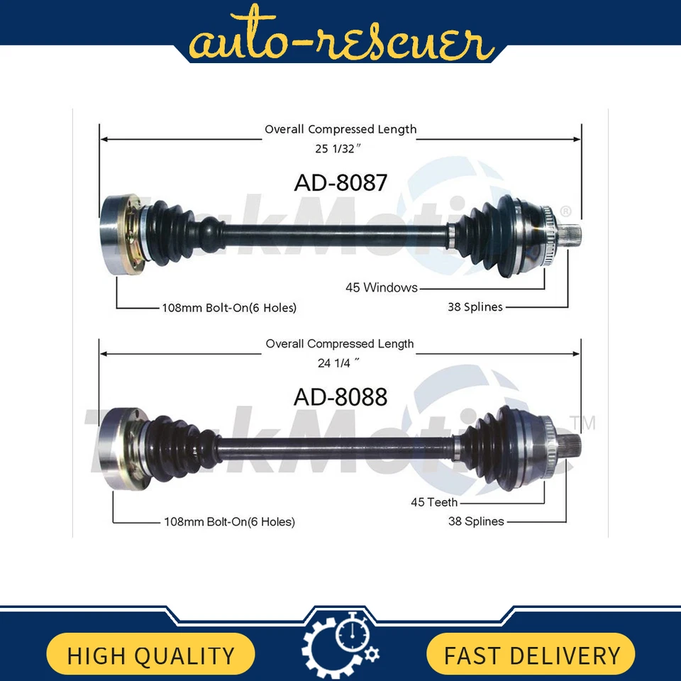 Par de ejes delanteros CV para Audi A4 S4 00-02 SurTrack Set con transmisión estándar. Foto 1 de 3