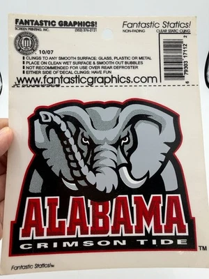 Alabama Crimson Tide Decal Cling Elephant  Roll Tide Football New - Image 1 of 2