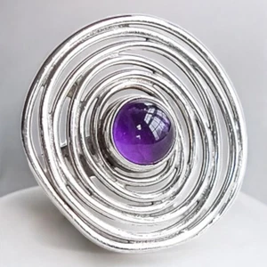 Vintage 925 Silber Amethyst Ring verstellbar Boho Statement Grob Spirale - Bild 1 von 8
