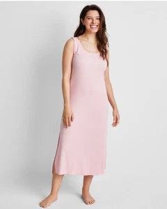 State of Day Women's Ribbed Modal Blend Tank Nightgown Stripe Satin Pink Size M - Picture 1 of 6
