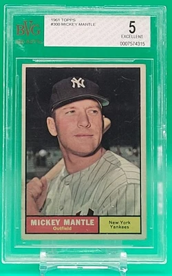 🔥1961 Topps #300🌟 MICKEY MANTLE ⚡️BVG 5 EX ⚾️HOF⚾️ New York Yankees🏟 Foto 1 de 2