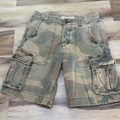 Pantalones Cortos Hollister Carga Para Hombres 28 Ejército Bosque Camuflaje Suministro Militar Botón Mosca Foto 1 de 4