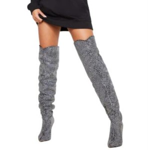 Rhinestone Thigh-High Boots for Women 