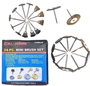 24Pc Mini Brass Crimped Wire Polishing Brush Set Dremel Rotary Tool 1/8" Shank - Picture 1 of 6