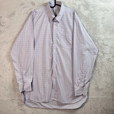 Turnbull & Asser Mens Dress Shirt XL?*READ White/Blue Plaid Designer Button Down - Image 1 of 4