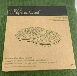 PAMPERED CHEF BLACK SILICONE MICROWAVE POTATO CHIP MAKER Set (2) - Picture 1 of 3