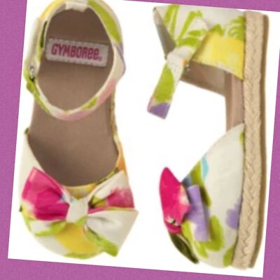 NUEVO CON ETIQUETAS Niñas 5 Gymboree “HADA DE MODA” Lona FLORAL Lazos SANDALIAS ZAPATOS Correas Foto 1 de 2
