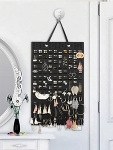 1pc Felt Hanging Jewelry Organizer - Wall Storage Bag for Earrings & Necklaces - Picture 1 of 13