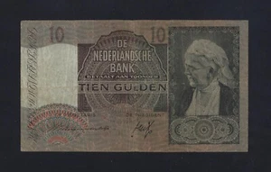 Netherlands 10 Gulden 1940 - 1941 P-53 F++ RARE - Picture 1 of 2
