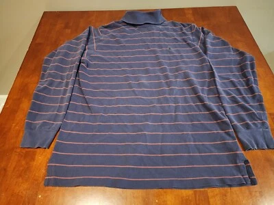 Винтажная мужская рубашка Polo Ralph Lauren размер XL синяя красная в полоску водолазка - Изображение 1 из 4