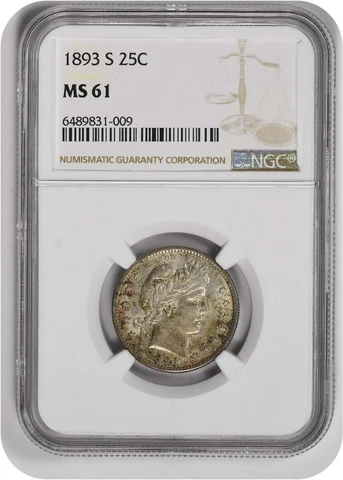 1893-S Barber Silver Quarter MS61 NGC Cover