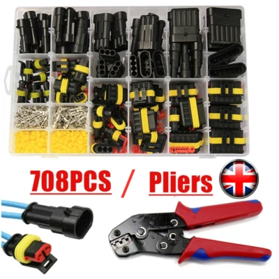 708Pcs Super seal Car Electrical Waterproof Connector Kit 1 2 3 4 5 6 Pin Wa - Image 1 of 4