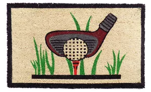 GOLF PRO VINYL RÜCKSEITE KOKOS FUSSMATTE - 18" X 30" - WILLKOMMENSMATTE - Bild 1 von 1
