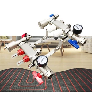 1/2" Floor Manifold Stainless Steel Radiant PEX Floor Heating Set 2 Branches - Picture 1 of 23