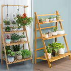 Bamboo Ladder Shelves Bookcase Display Plant Shelving Shelf Stand Unit 4 Styles