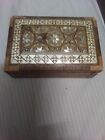 Vintage Handmade Wooden Trinket Box With Mother of Pearl Detail