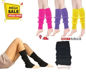 Ladies Leg Warmers Plain Colors Dance 80s Party Fancy Footless Sock UK One Size - Picture 1 of 10