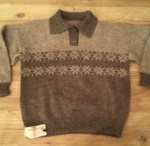 Suéter Pullover Henley de Lana Tejido a Mano Clifton Wool N Things Nueva Zelanda NUEVO XL - Imagen 1 de 6