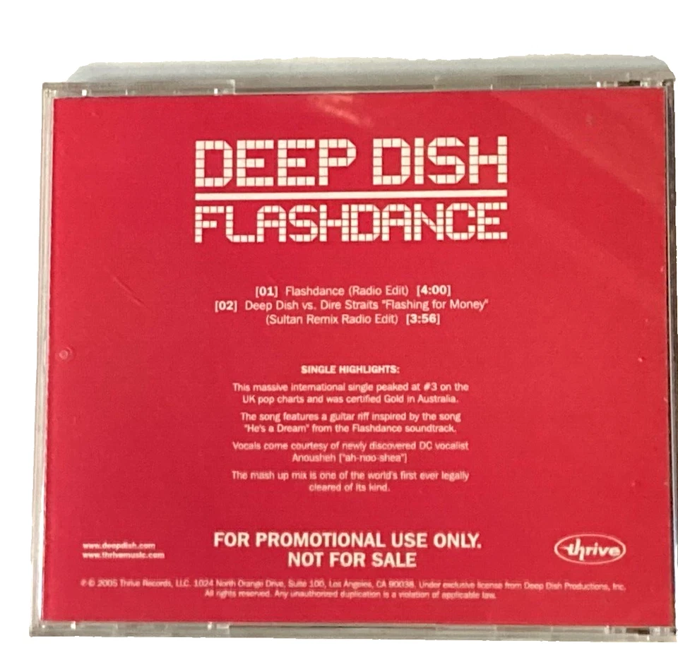 DEEP DISH "Flashdance" RARE PROMO TEST MAXI CD 2005 Dire Straits SULTAN Mash-up - Image 1 of 3