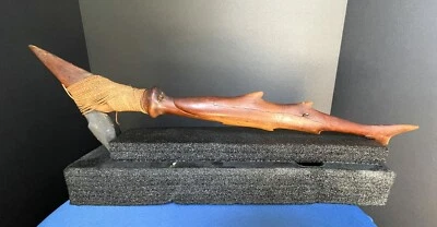 Shark-19th C. South Pacific Oceanic Hand Carved Wooden Stone Adze - Image 1 of 4