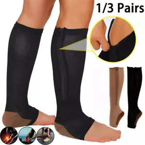 Compression Socks 20-30 mmHG Open Toe Wrap Plantar Fasciitis Foot Ankle Sleeves - Picture 1 of 15