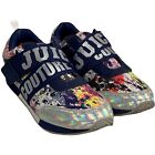 Juicy Couture Blane Splatter Sneakers Shoes 85 M Blue Silver Spell Out
