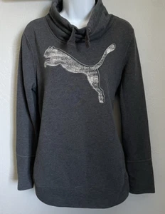 Sudadera Pullover Puma Mujer Gris Brezo Logo Talla Grande Cuello Embudo - Imagen 1 de 11