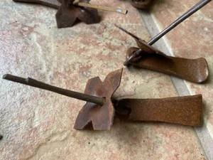 Seven Rusty Hardware Pulls Metal Lot Folk Art Four Point Star and Pulls Rustic - Picture 1 of 6