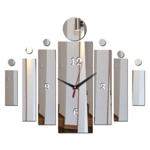 3D Mirror Modern Wall Clock - 25x50cm Digital Crystal Clocks Sticker Home Decor - Picture 1 of 15