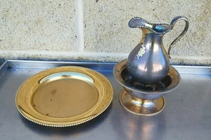 + Nice Older 3 Piece Set + Ewer and Basin with Bowl Paten (CU656) chalice co. - Picture 1 of 7