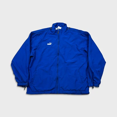 Vintage Puma Jacket Mens Large Blue Full Zip Spell Out Bomber 90s Windbreaker - Image 1 of 4