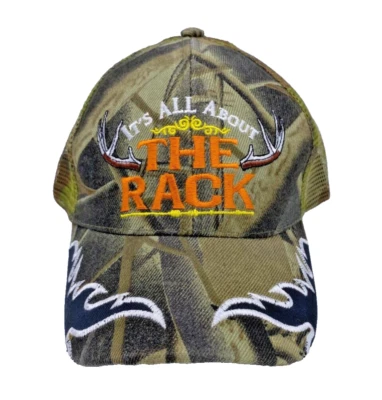 Hunting Ball Cap Hat Snapback Camo "It's All About The Rack" Embroidered Antlers - Image 1 of 4