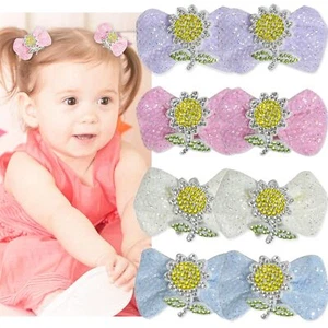 8Pcs Hair Clips Flower Glitter Toddler Hair Bows Hair Accessories for Girls Kids - Picture 1 of 6
