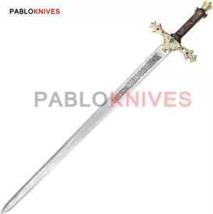 Handgefertigte Krone exquisit König Artus Excalibur scharfes goldenes Jagdschwert - Bild 1 von 4
