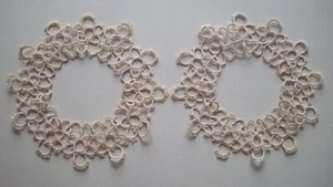 2 tatted circles for doilies candle mats decor 5 3/4" across tatting - Picture 1 of 3